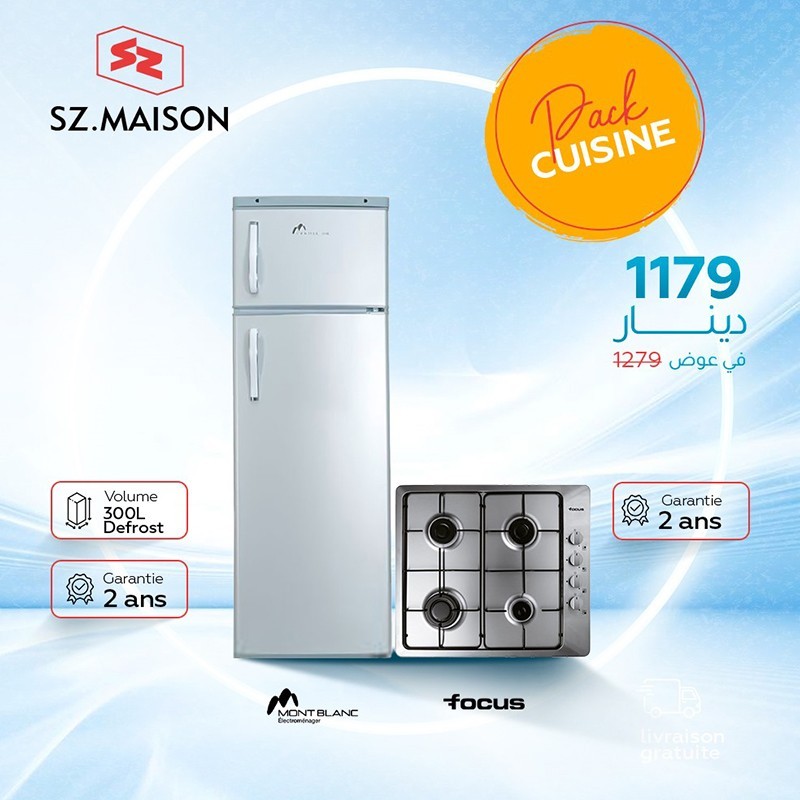 Réfrigérateur Montblanc 300L /  Plaque Focus Inox
